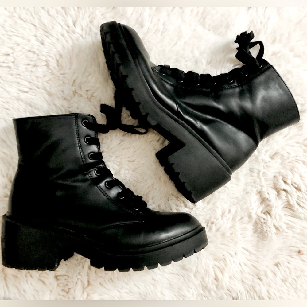 Black combat boots